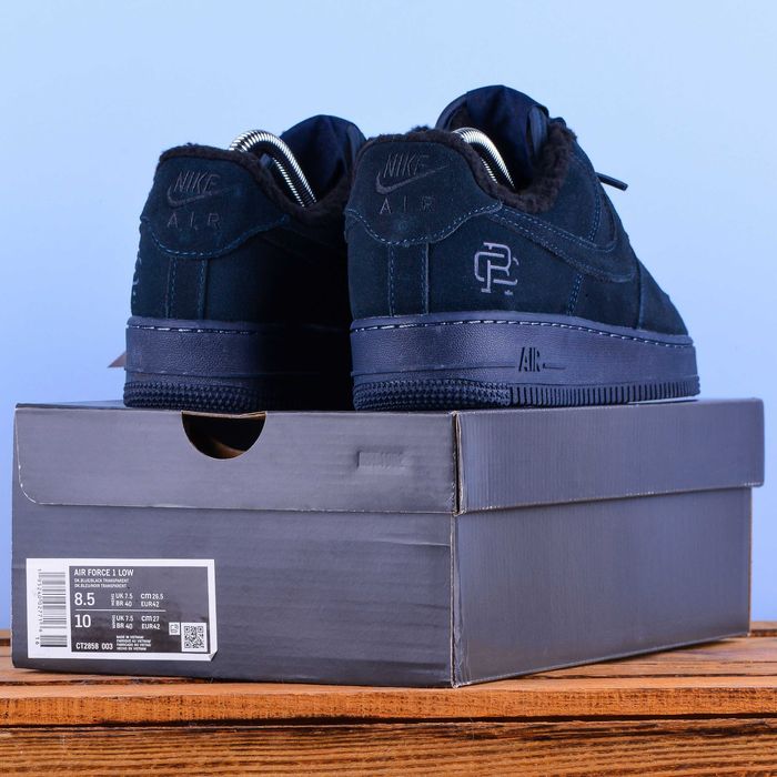 (2103) Зимові Кросівки Nike Air Force темно-сині на хутрі (41-46) найк