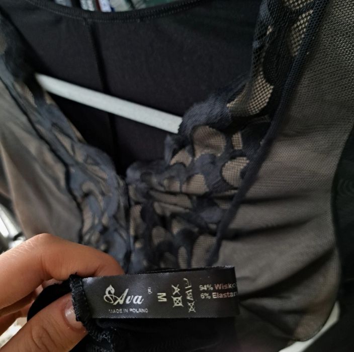 Czarno-beżowe Body z siateczki