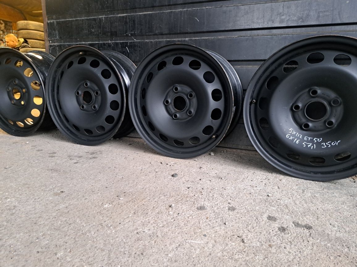 03 TSM komplet felg stalowych 5x112 et50 6x16 57.1 VW audi seat skoda