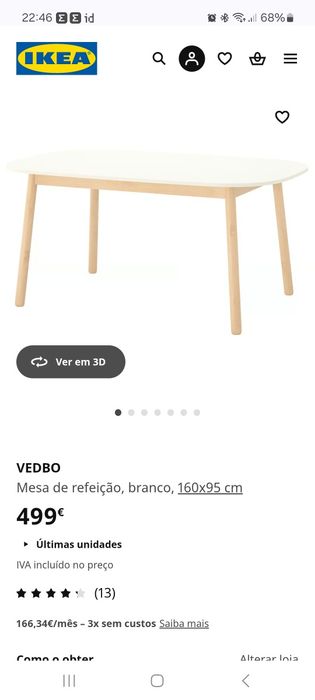 Mesa VEDBO Ikea nova