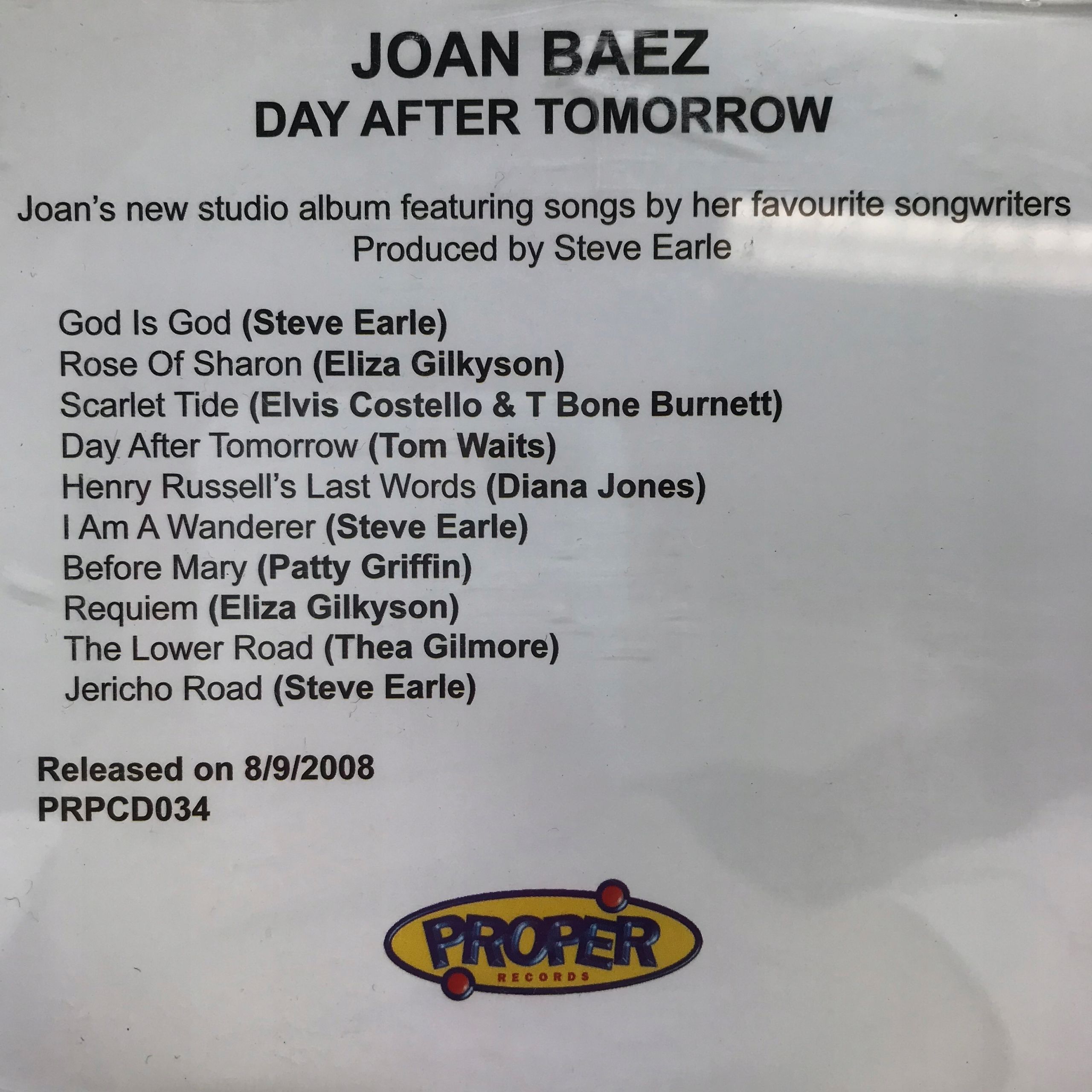 cd - joan baez - day after tomorrow