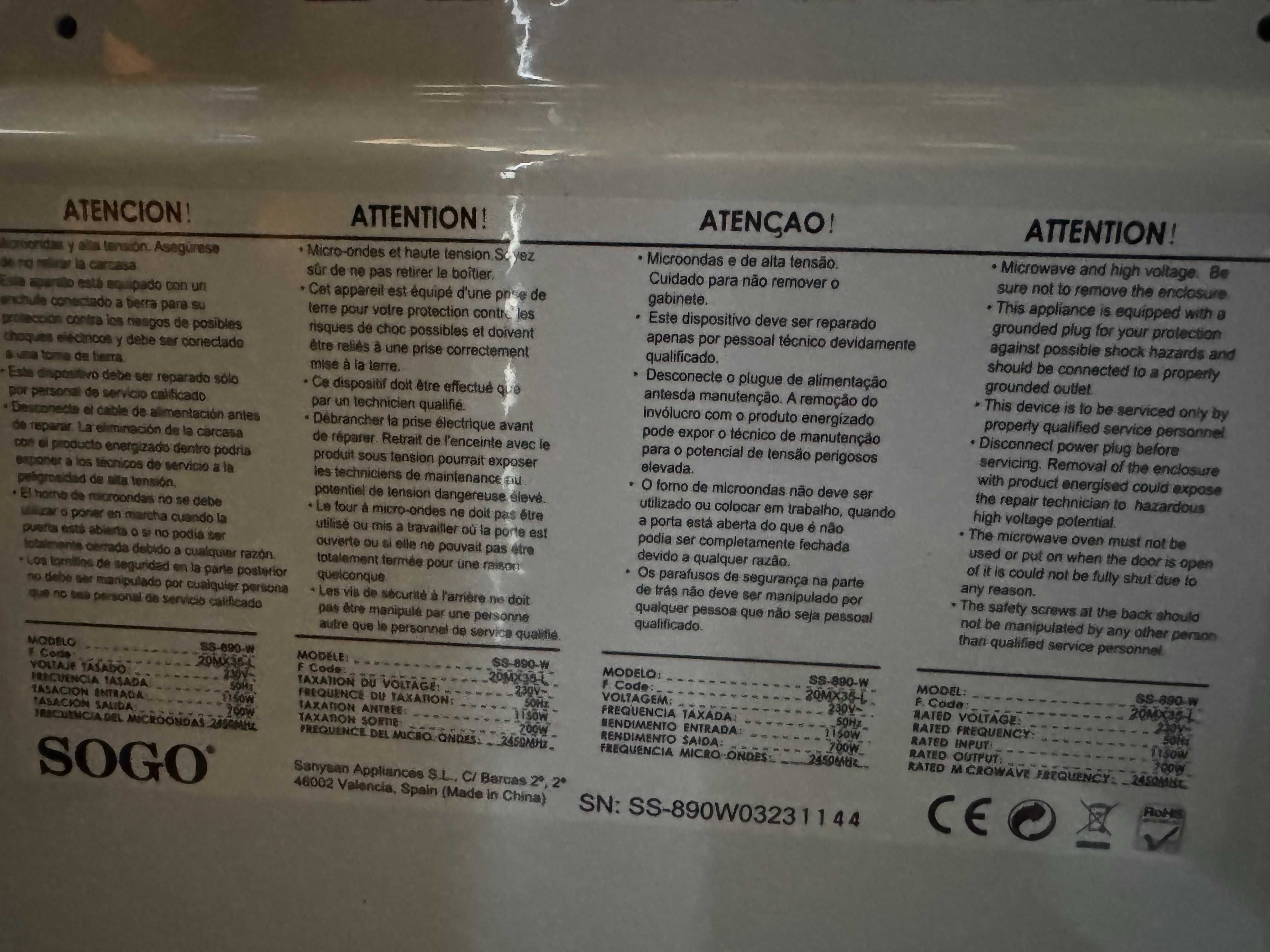 Microondas para peças