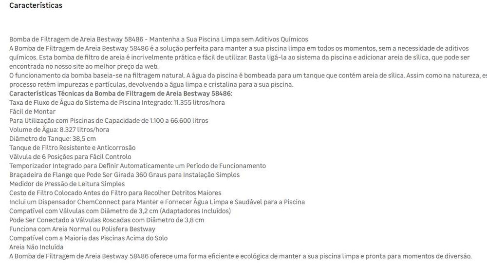 Filtro de areia para piscina Bestway 58486 Flowclear (11,365 l/hora)