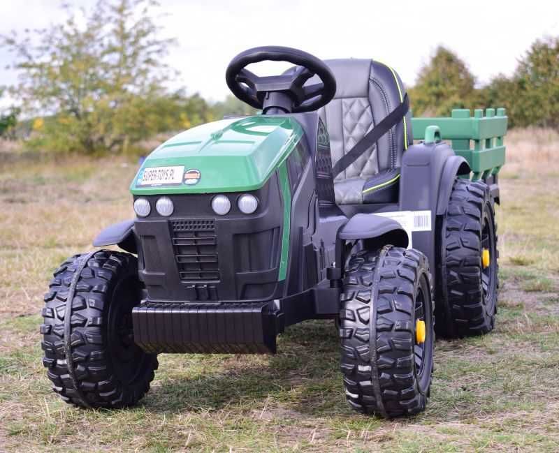 Duży Traktor na akumulator dla dziecka z przyczepą Na łożyskach Cena↓↓