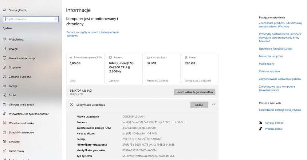 Komputer stacjonarny DELL i5 dysk 512GB monitor DELL