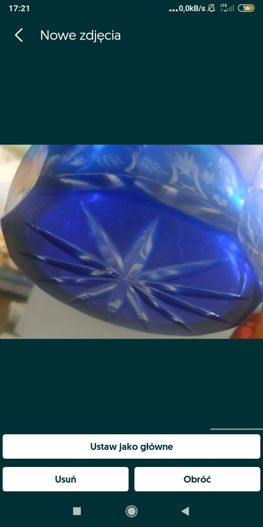 Wazon kryształowy karafka kryształ kobaltowy PRL
