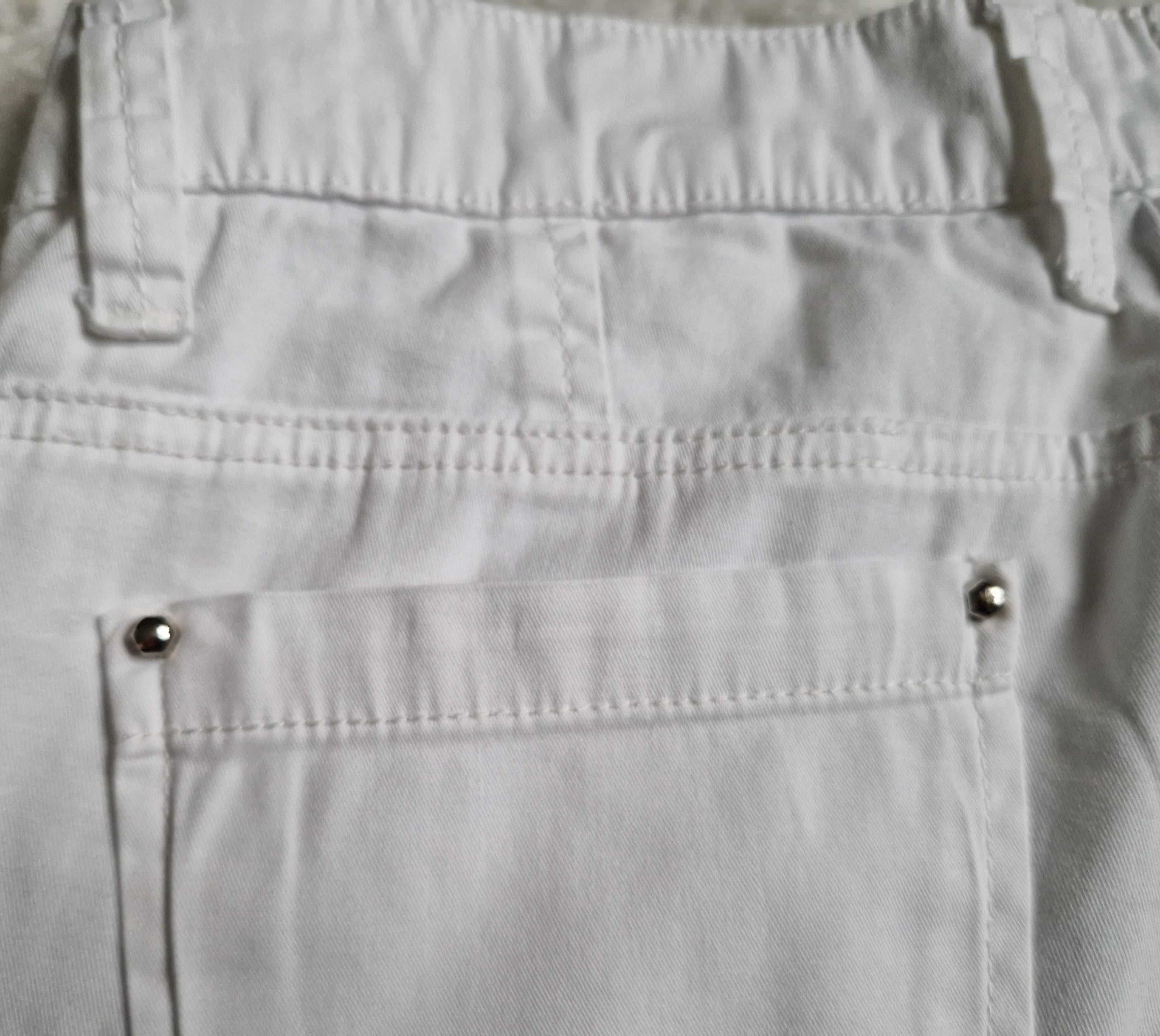 Biale klasyczne spodnie damskie do kostek KASHITU JEANS r. 38