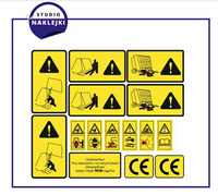 Piktogramy ostrzegawcze na prasę rolniczą naklejki ostrzegawcze