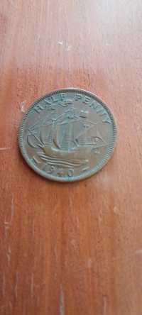 Moeda antiga de cobre Half Penny 1940 e 1942  george VI