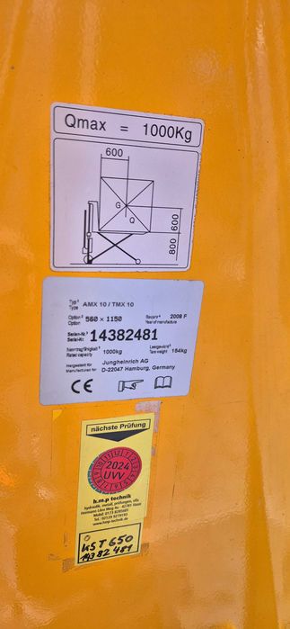 Wózek paletowy z podnośnikiem nożycowym Jungheinrich AMX 10!