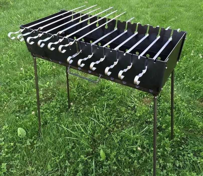 ‼️ Мангал чемодан на 12 шампуров + 12 шампуров с металл ручкой 3️⃣мм