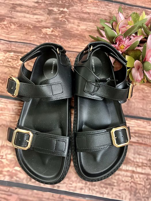 Skórzane sandaly birki 40 nowe złote klamry