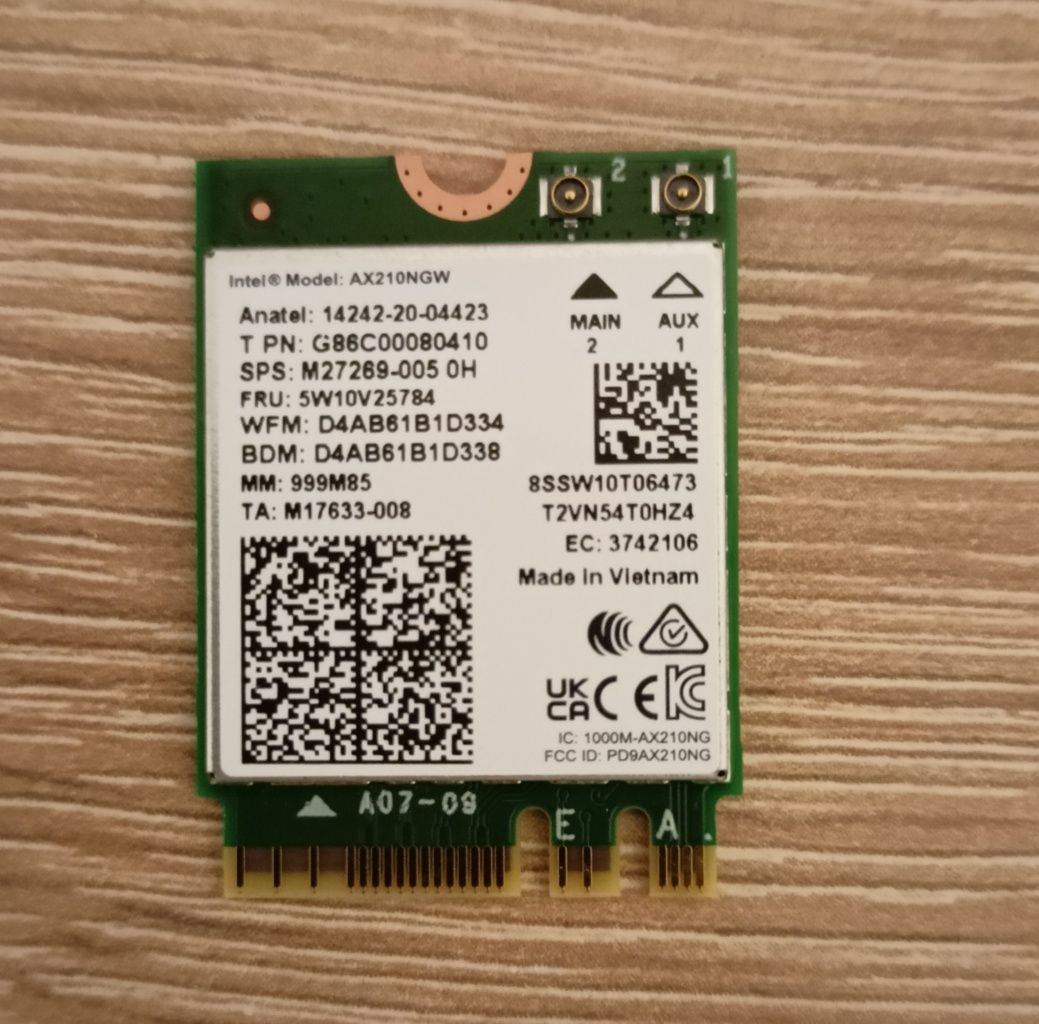Адаптер WiFi 6 Intel AX200NGW та WiFi 6e AX210NGW 802.11ax + BT5.2
