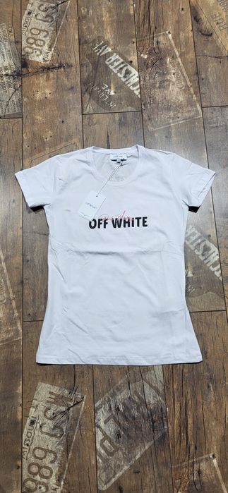 Off white biała koszulka damska bluzka mickey mouse S bawełna