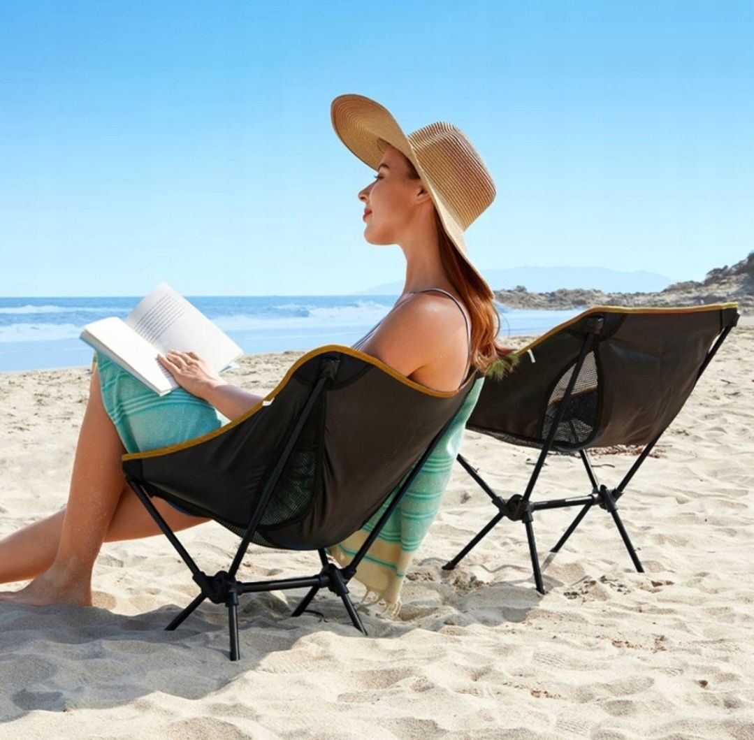 Komplet dwa nowe krzesełka wędkarskie składane na biwak plażę na ryby