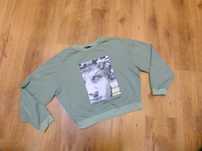 Shein bluza seledynowa blada krótsza z nadrukiem rozm 36 S