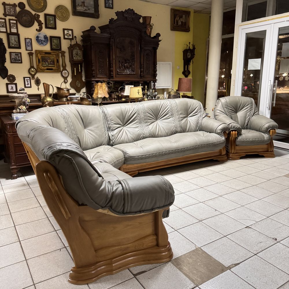 НОВЫЙ Кожаный уголок комплект шкіряний диван мебель из Голландии