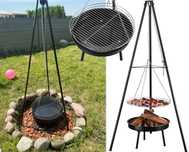 Grill Palenisko Ogrodowe + Trójnóg + Ruszt Na Wysięgniku Cały Zestaw