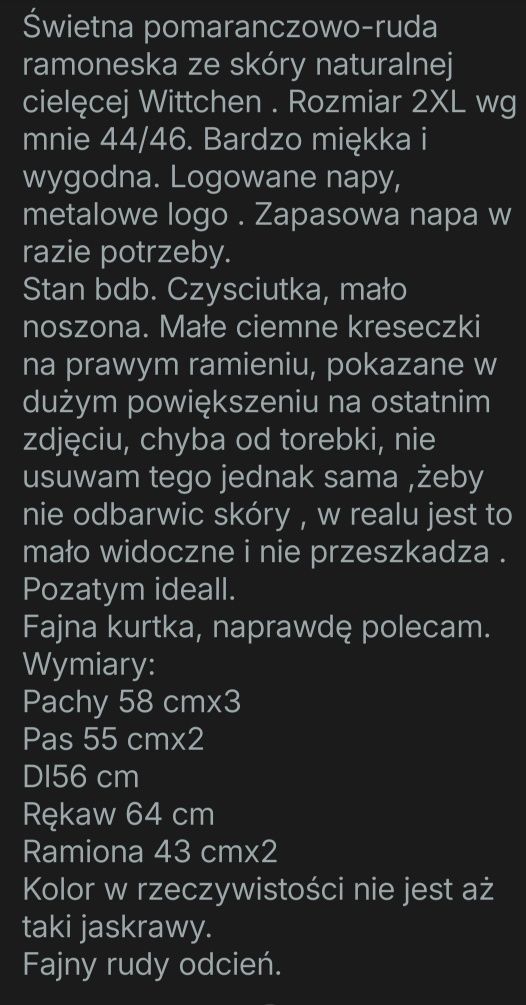 Wittchen ramoneska w rudym kolorze 42/44