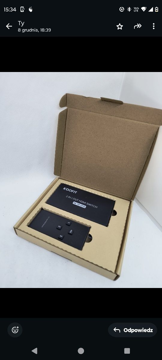 Przełącznik HDMI 3w1 z pilotem koofit splitter