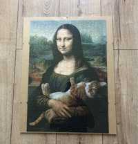 Puzzle w antyramie Mona Lisa z kotem mruczkiem