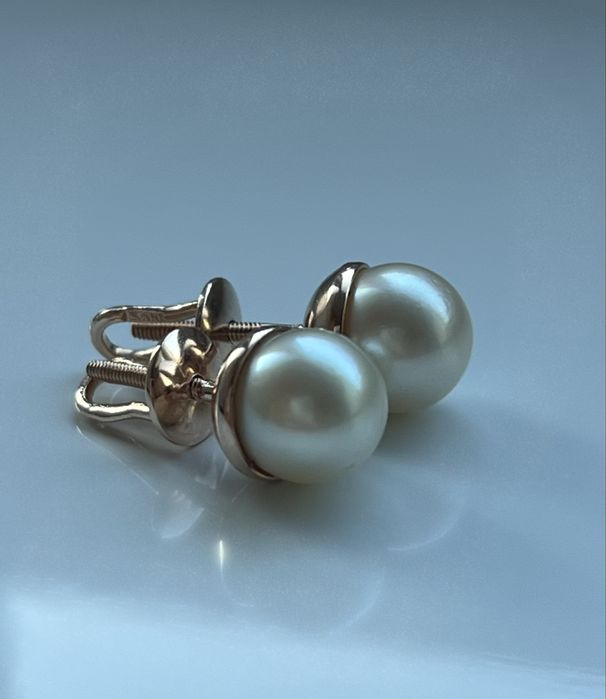 Золоті сережки радянські.Пусети.Перлинки.Золотые серьги СССР. Жемчуг