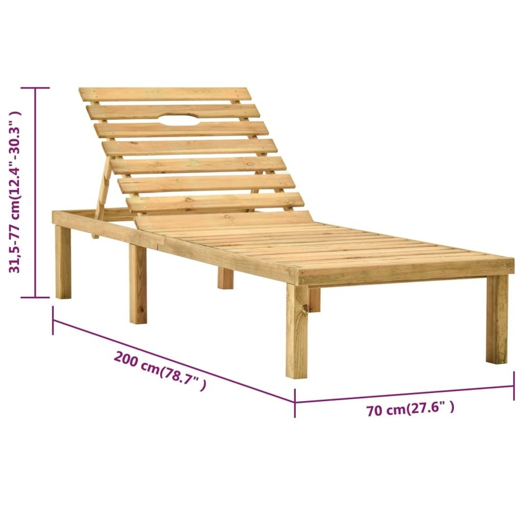 Leżak ogrodowy drewniany regulowany 200cm x 70cm