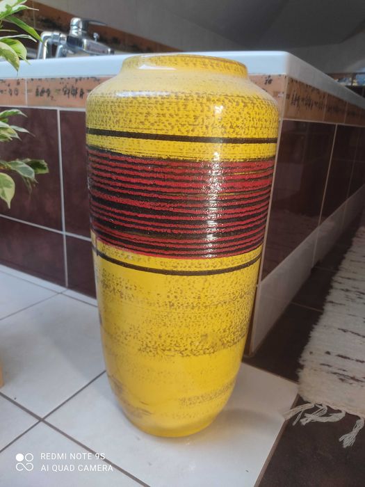 Duży ceramiczny wazon ręcznie malowany