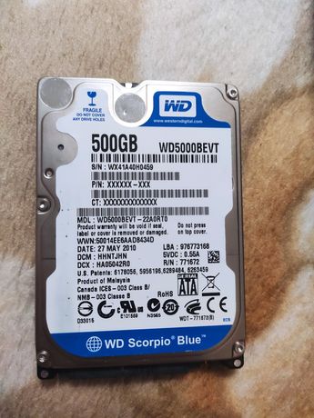 Жесткий диск 2,5" WD Blue 500GB WD5000BEVT