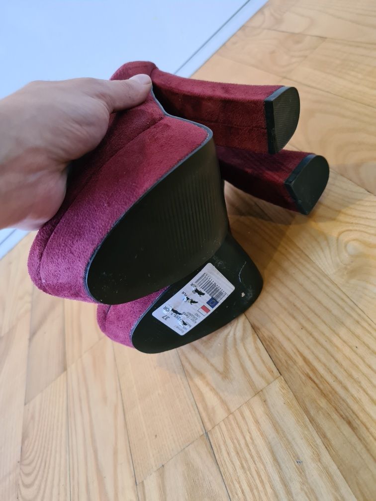 Nowe bordowe buty na obcasie / szpilki- stabilny obcas 40