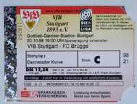 Два квитки футбольного матчу VfB Stuttgart - FC Brugge 20-10-98