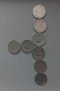 monety 50 gr oraz żeton polska poczta telegraf telefon