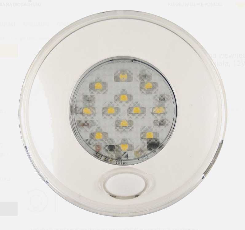 Okrągła lampa wewnętrzna z włącznikiem, biała, 12V