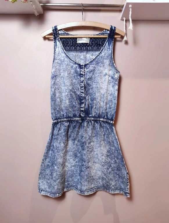 Jeansowa, dżinsowa sukienka na ramiączkach, niebieska, House XS 34