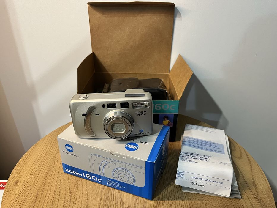 Nowy aparat analogowy Konica Minolta Zoom 160c 35mm komplet