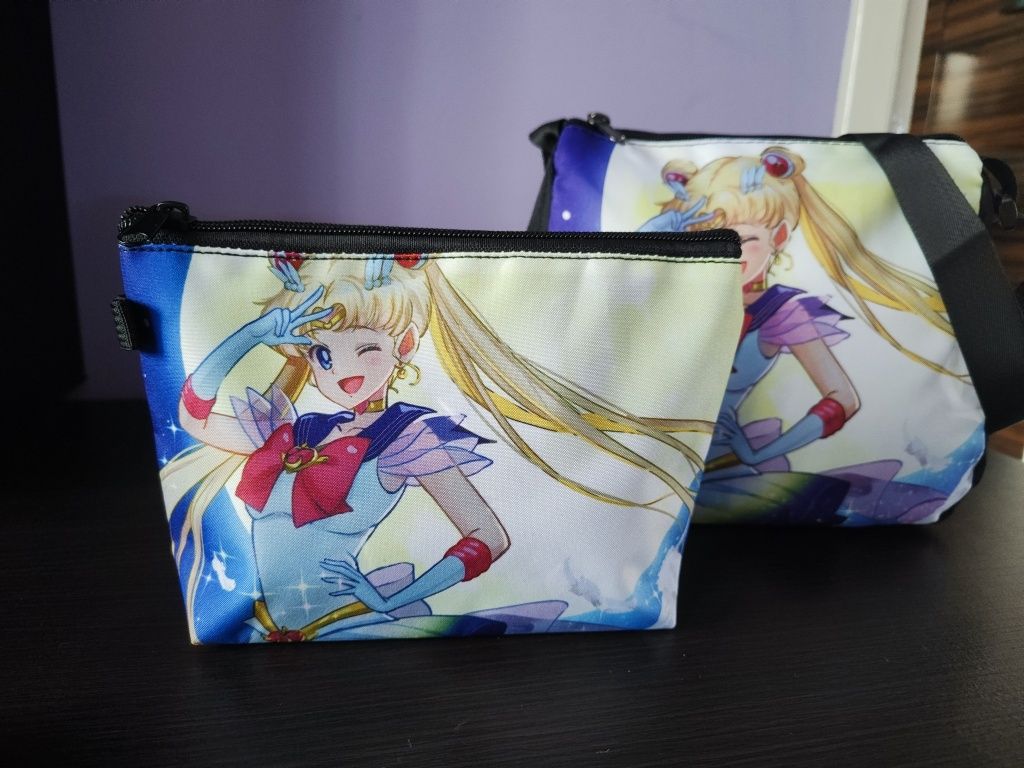 Sailor Moon zestaw: torebka- kosmetyczka-portfel