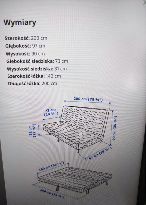 Łóżko  2m na 1.40
