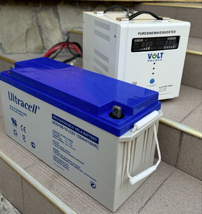 КОМПЛЕКТ - ДБЖ sinusPRO 2000E 12V  і  акумулятор Ultracell 150-12V