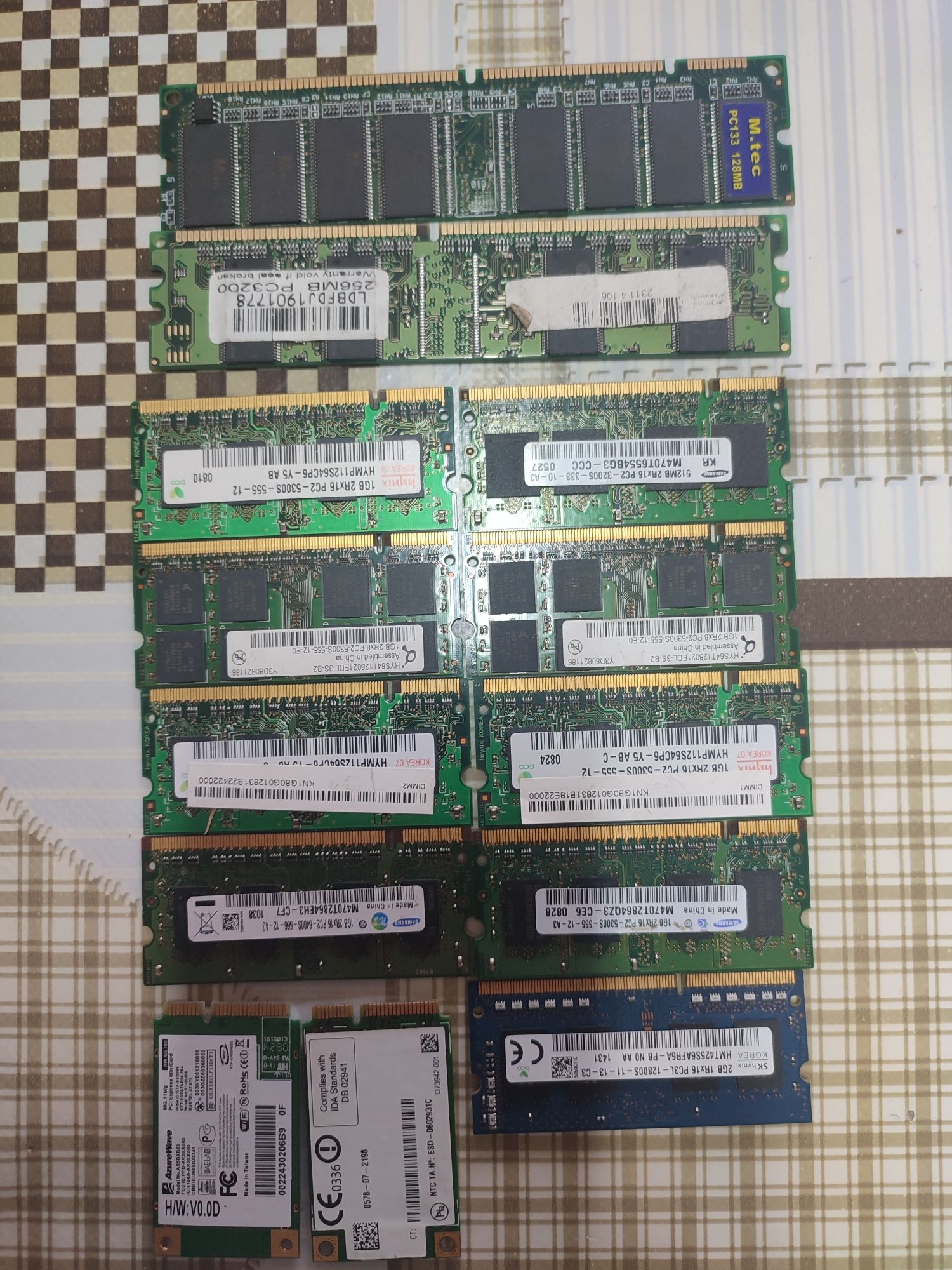 Memorias ram placa wifi
