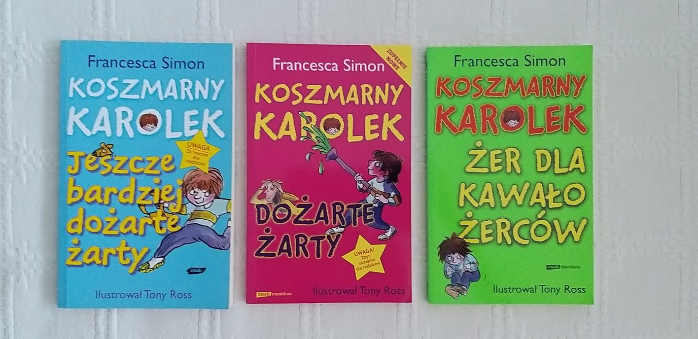 3 książki z żartami z cyklu  Koszmarny Karolek, Fransesca Simon