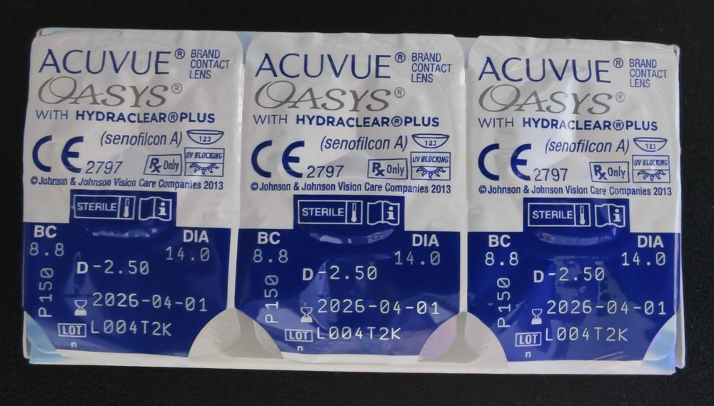 Soczewki 2 tygodniowe Acuvue Oasys -2.50 (3 sztuki)