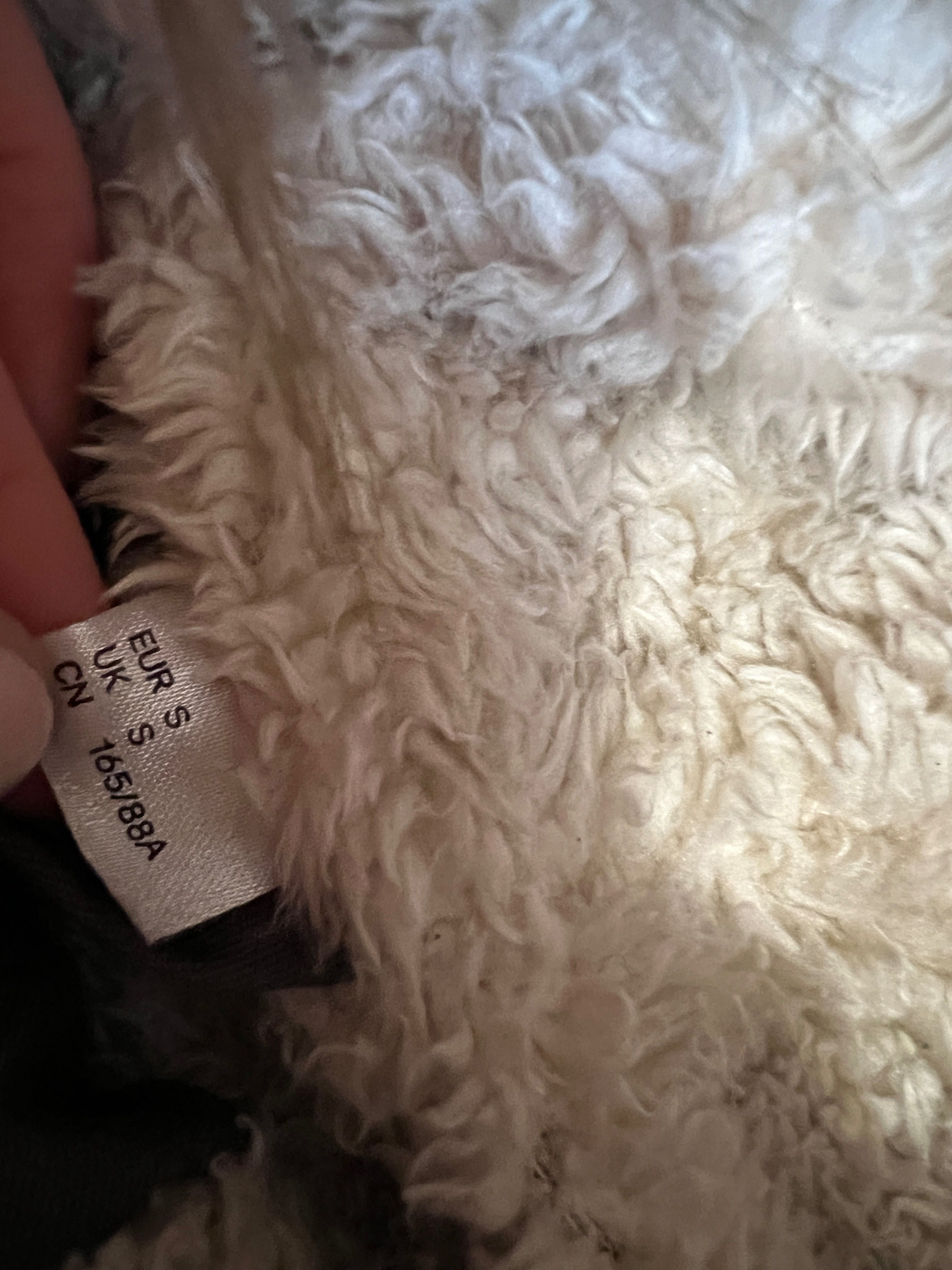 Kurtka parka damska szara - H&M - białe futerko