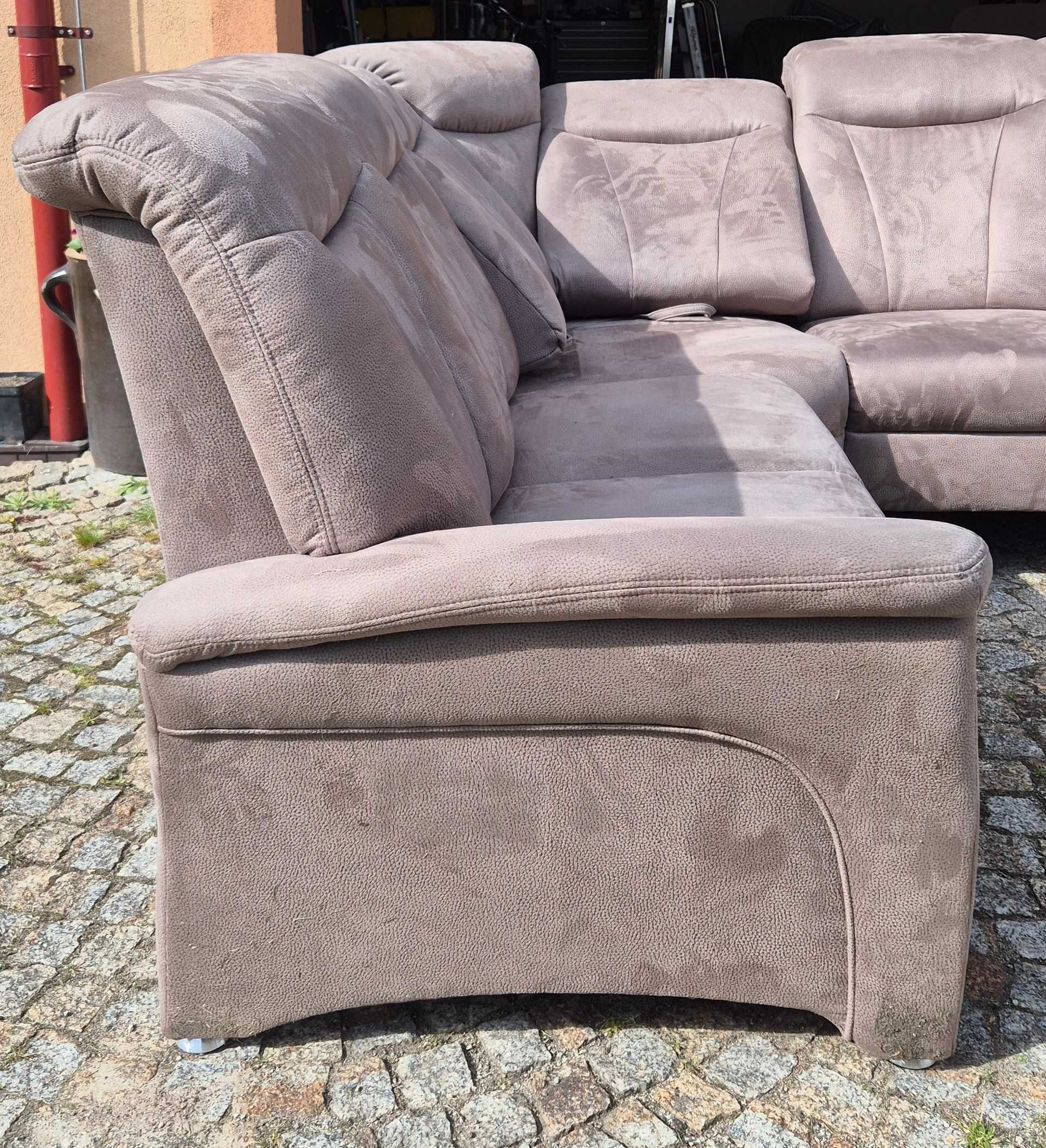 Duży wygodny narożnik L 280x230 brązowy jak NOWY - mikrowelur