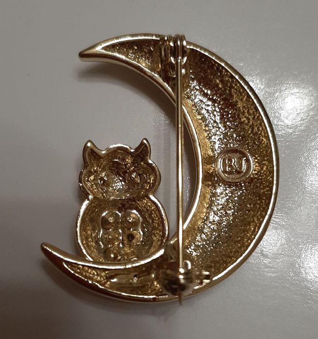 Винтажная брожь в виде совы эмаль