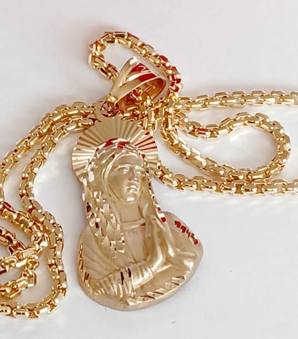 Łańcuszek złoty z medalikiem 14 karat 585