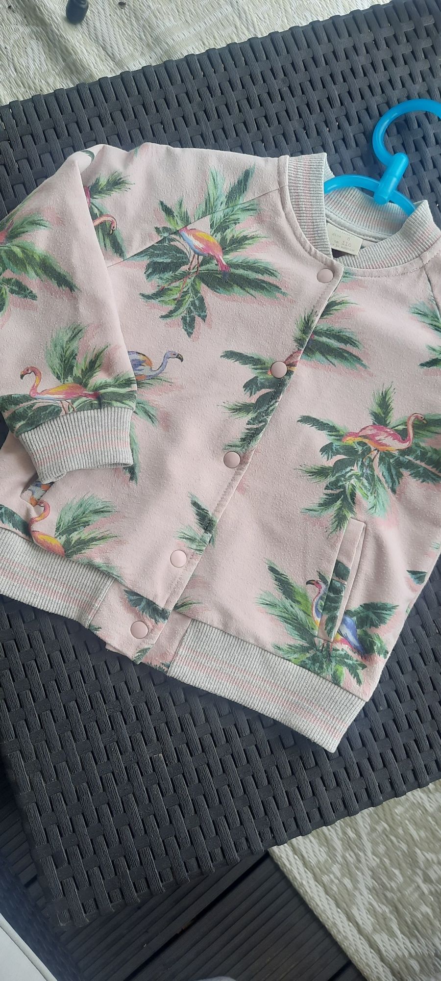 Bluza bomberka Zara różowa flamingi palmy