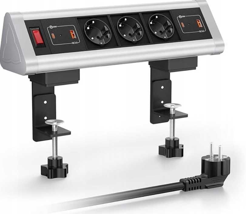 Gniazdo Stołowe 2 USB C PD 40 W 2 USB A z Przełącznikiem do Domu Biura