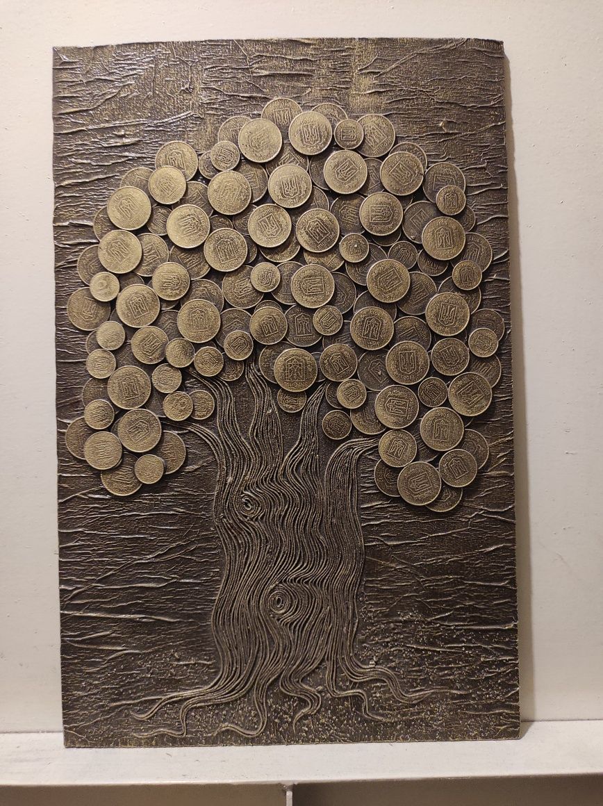 Картина из монет"Денежное дерево"