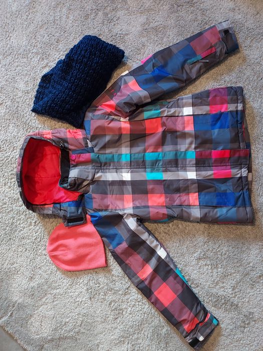 Zestaw narciarski j. Nowa kurtka Foxi XS/ S czapka komin szal