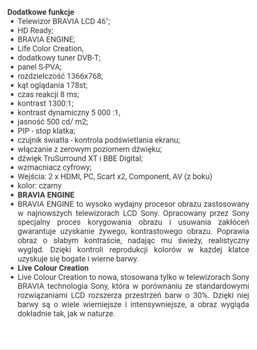 Telewizor Sony KDL-46S2530